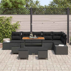 Gartensofa-set mit Kissen 10 pcs Schwarz Poly-Rattan