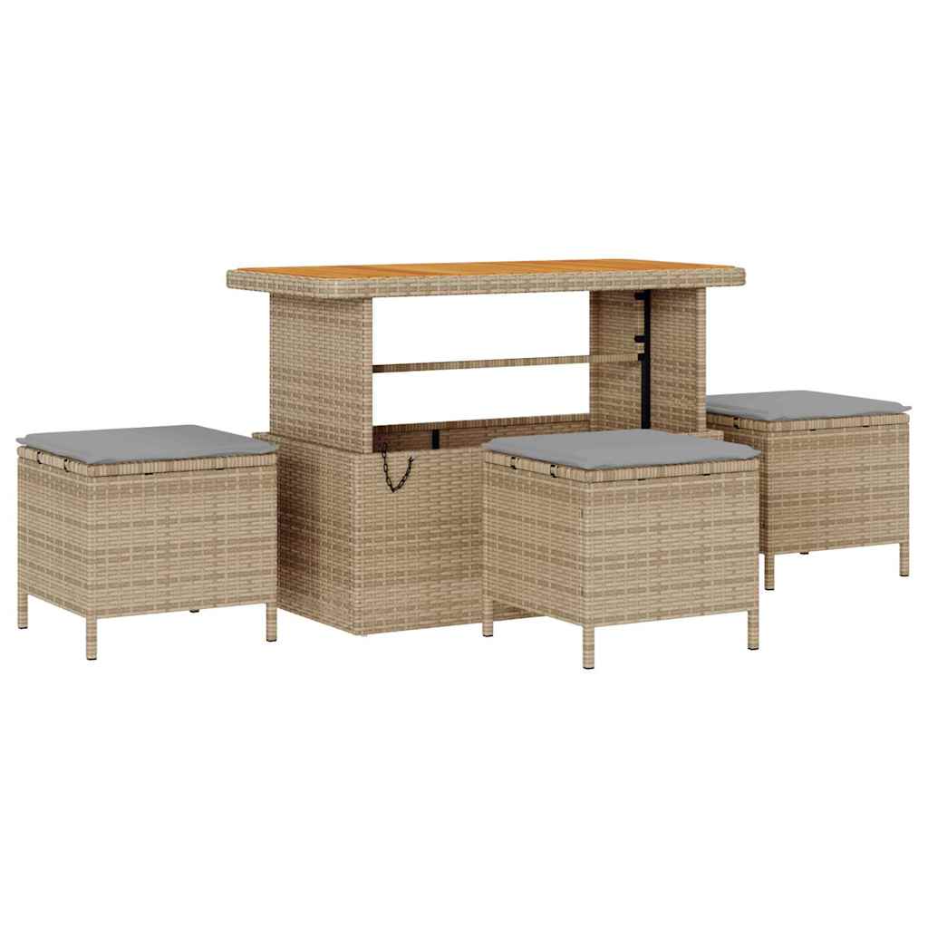 Gartensofa-set mit Kissen 10 pcs Beige Poly-Rattan