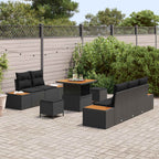 Gartensofa-set 8 pcs Schwarz Poly-Rattan