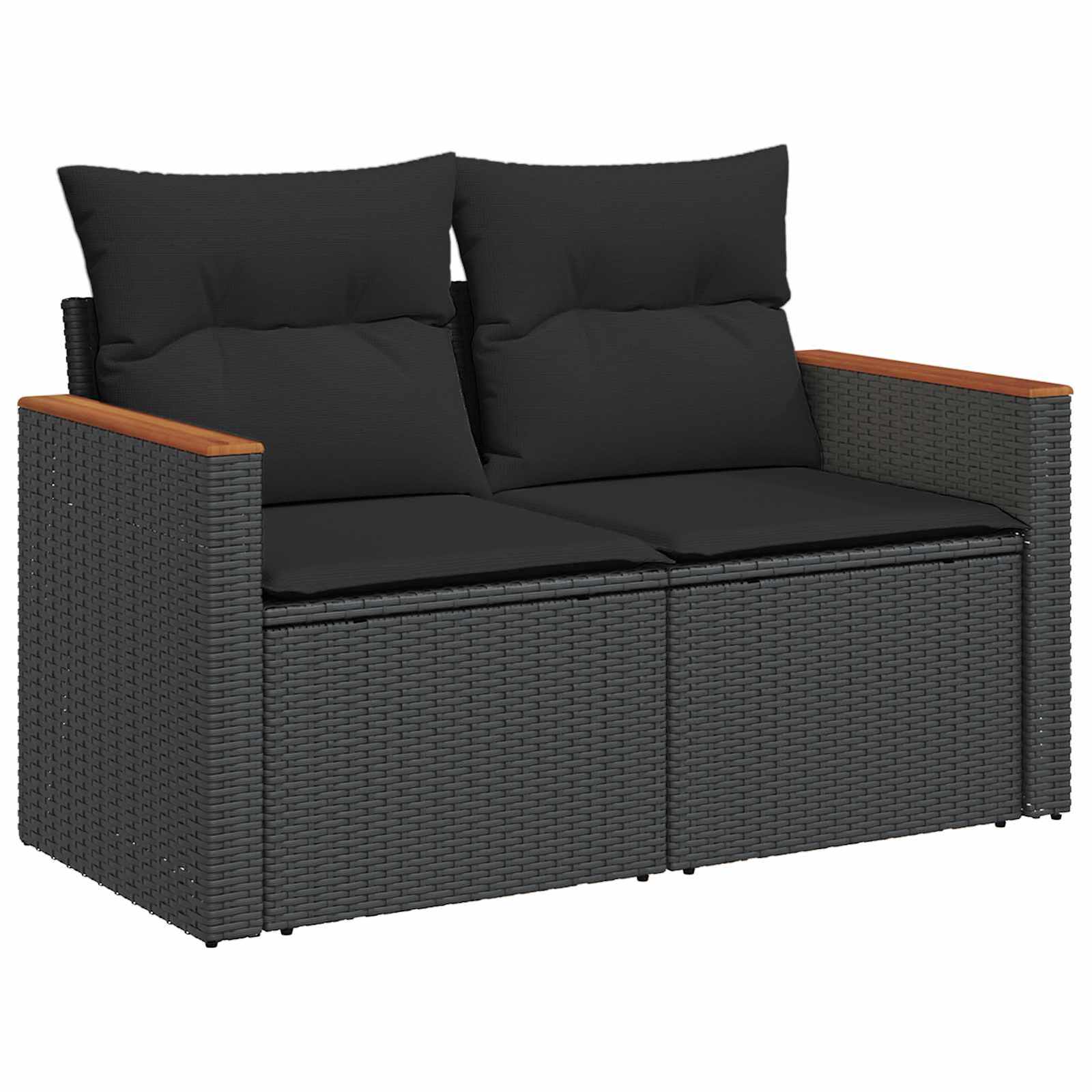 Gartensofa-set 11 pcs Schwarz Poly-Rattan