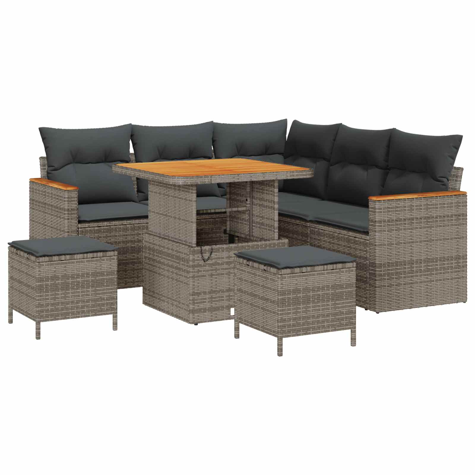 Gartensofa-set 8 pcs Grau Poly-Rattan