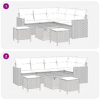 Gartensofa-set 8 pcs Grau Poly-Rattan