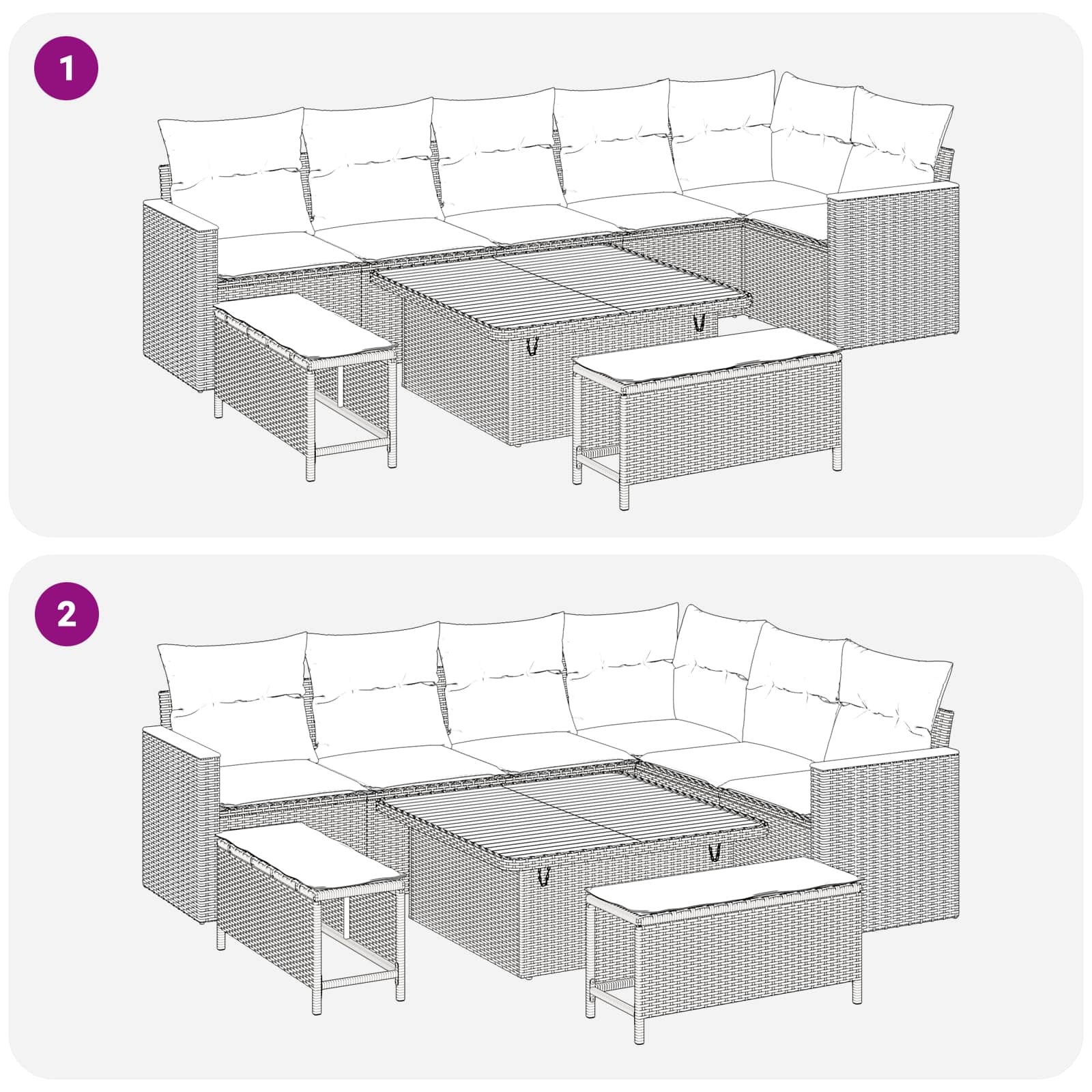 Gartensofa-set 9 pcs Grau Poly-Rattan