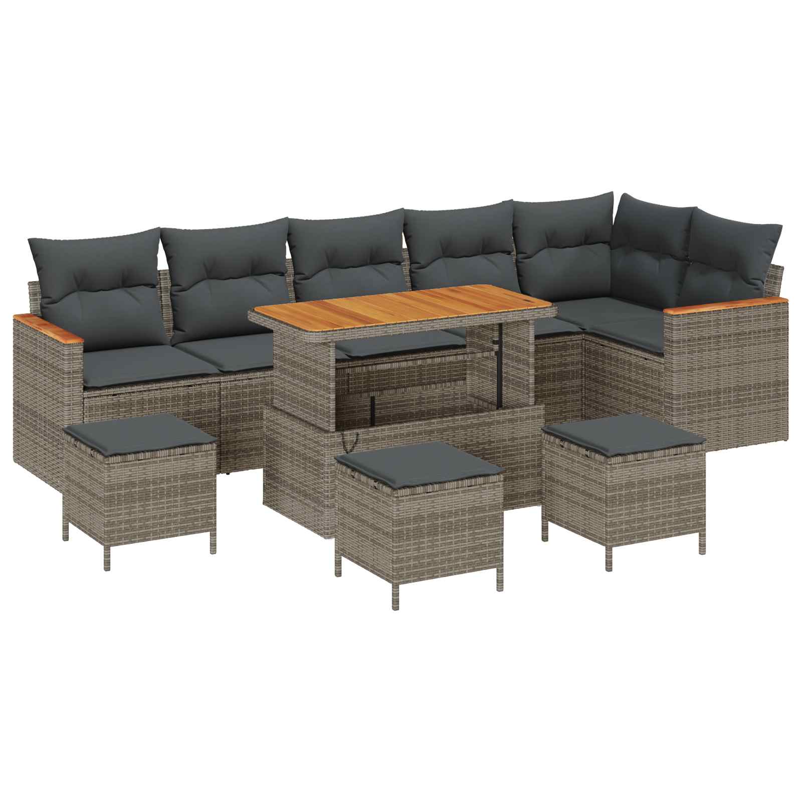 Gartensofa-set 10 pcs Grau Poly-Rattan