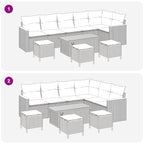 Gartensofa-set 10 pcs Grau Poly-Rattan