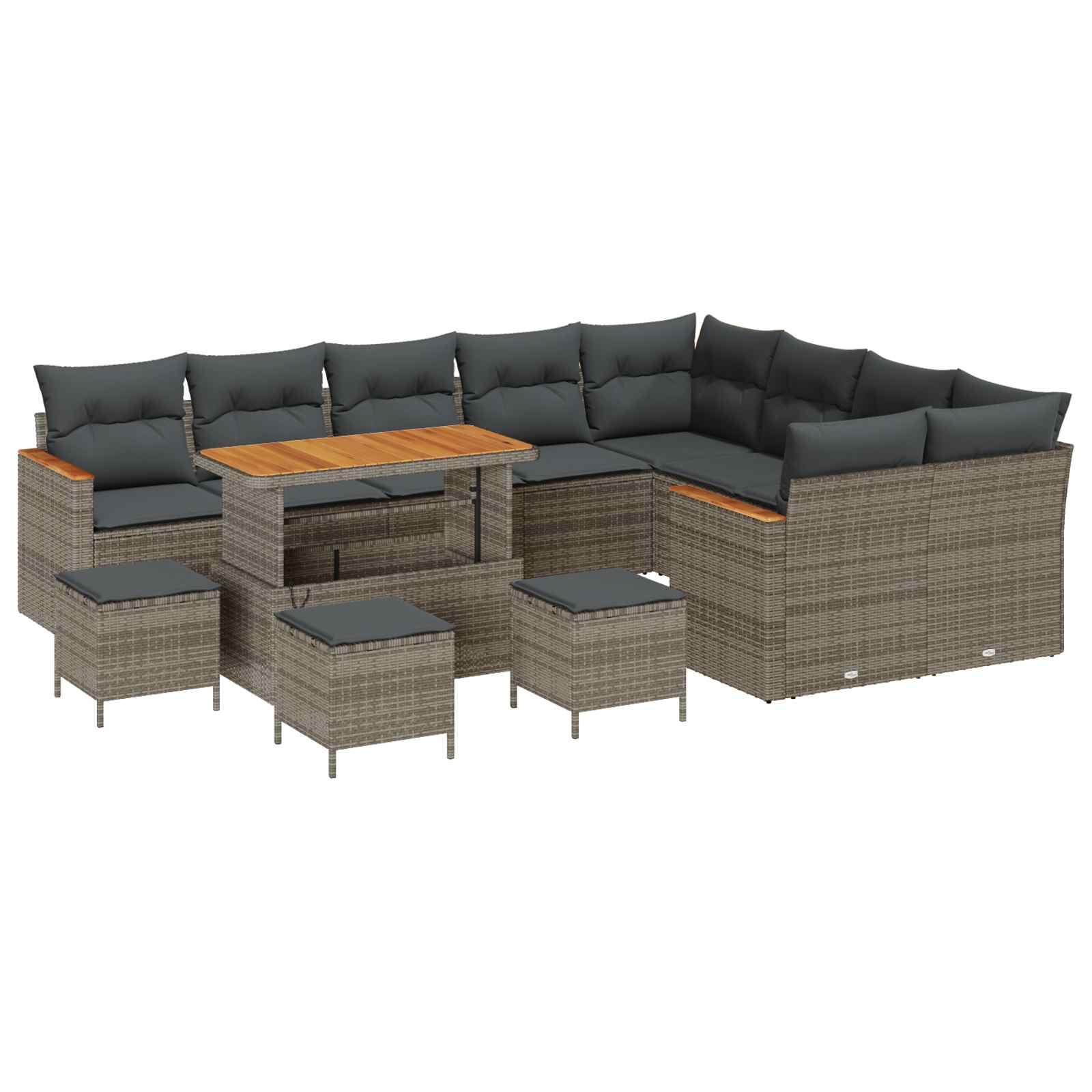 Gartensofa-set 13 pcs Grau Poly-Rattan