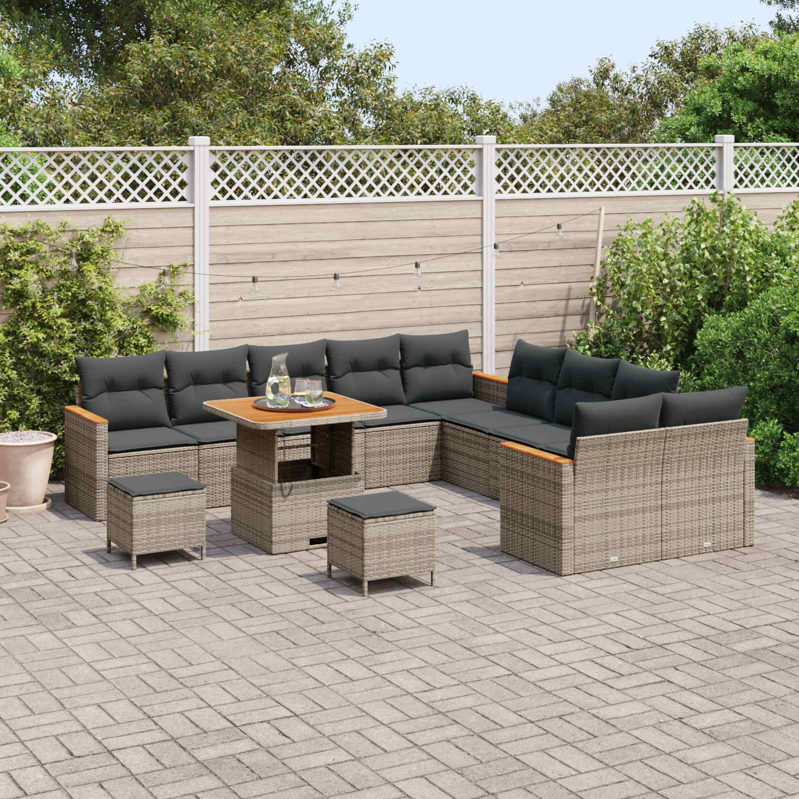 Gartensofa-set 13 pcs Grau Poly-Rattan