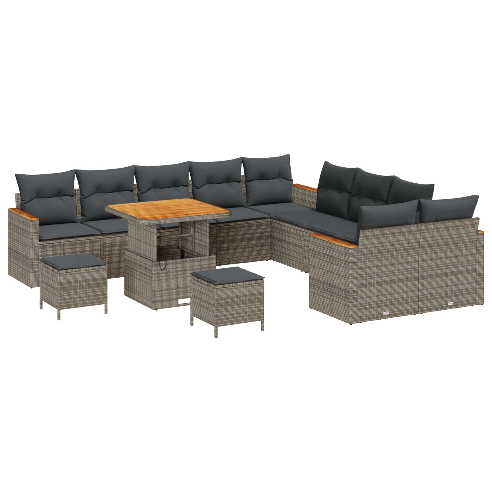 Gartensofa-set 13 pcs Grau Poly-Rattan