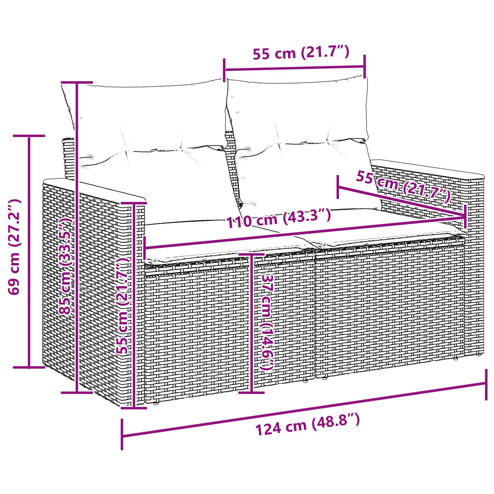 Gartensofa-set 13 pcs Grau Poly-Rattan