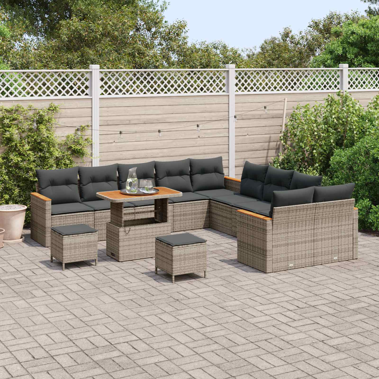 Gartensofa-set 13 pcs Grau Poly-Rattan