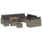 Gartensofa-set 13 pcs Grau Poly-Rattan