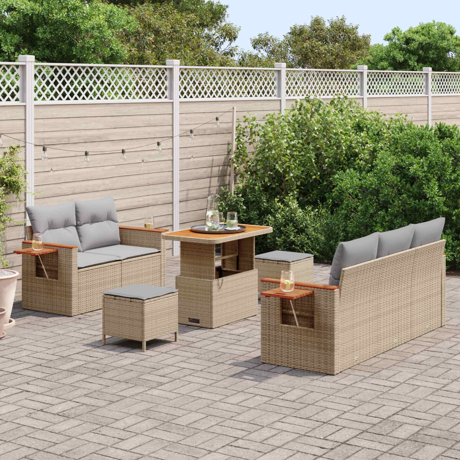 Gartensofa-set 8 pcs Beige Poly-Rattan
