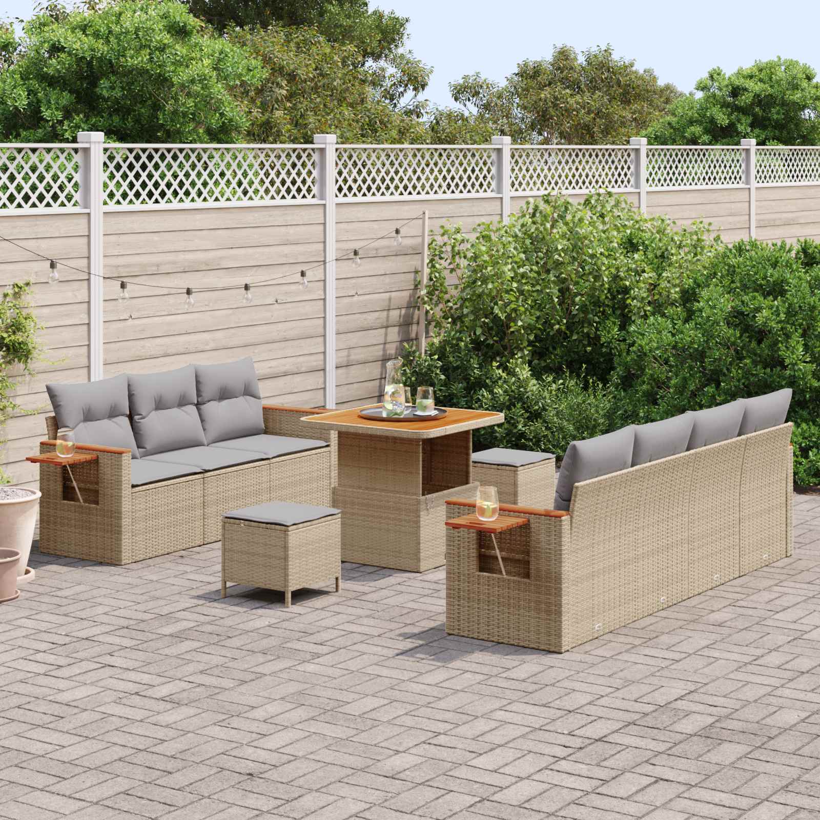 Gartensofa-set 10 pcs Beige Poly-Rattan