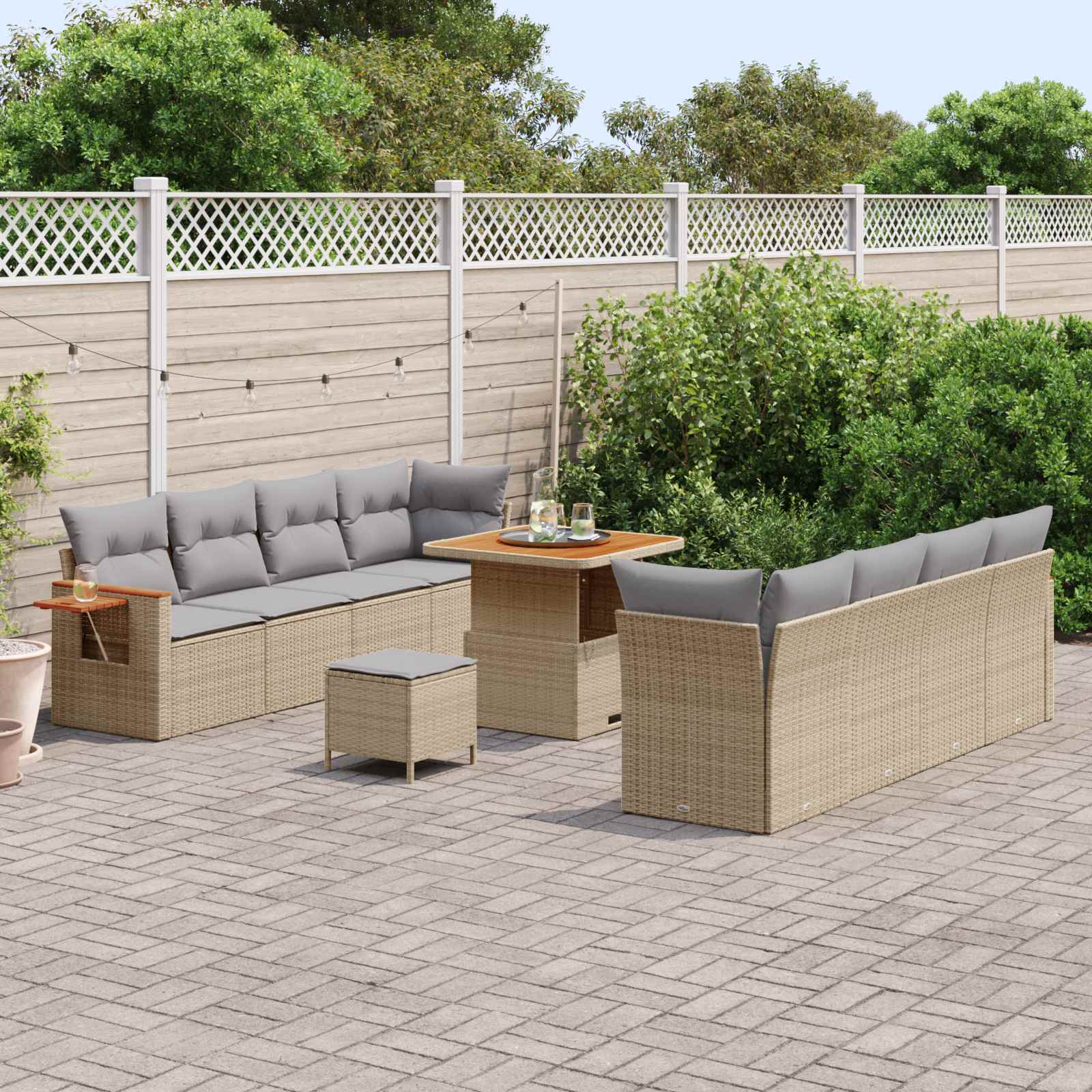 Gartensofa-set 11 pcs Beige Poly-Rattan