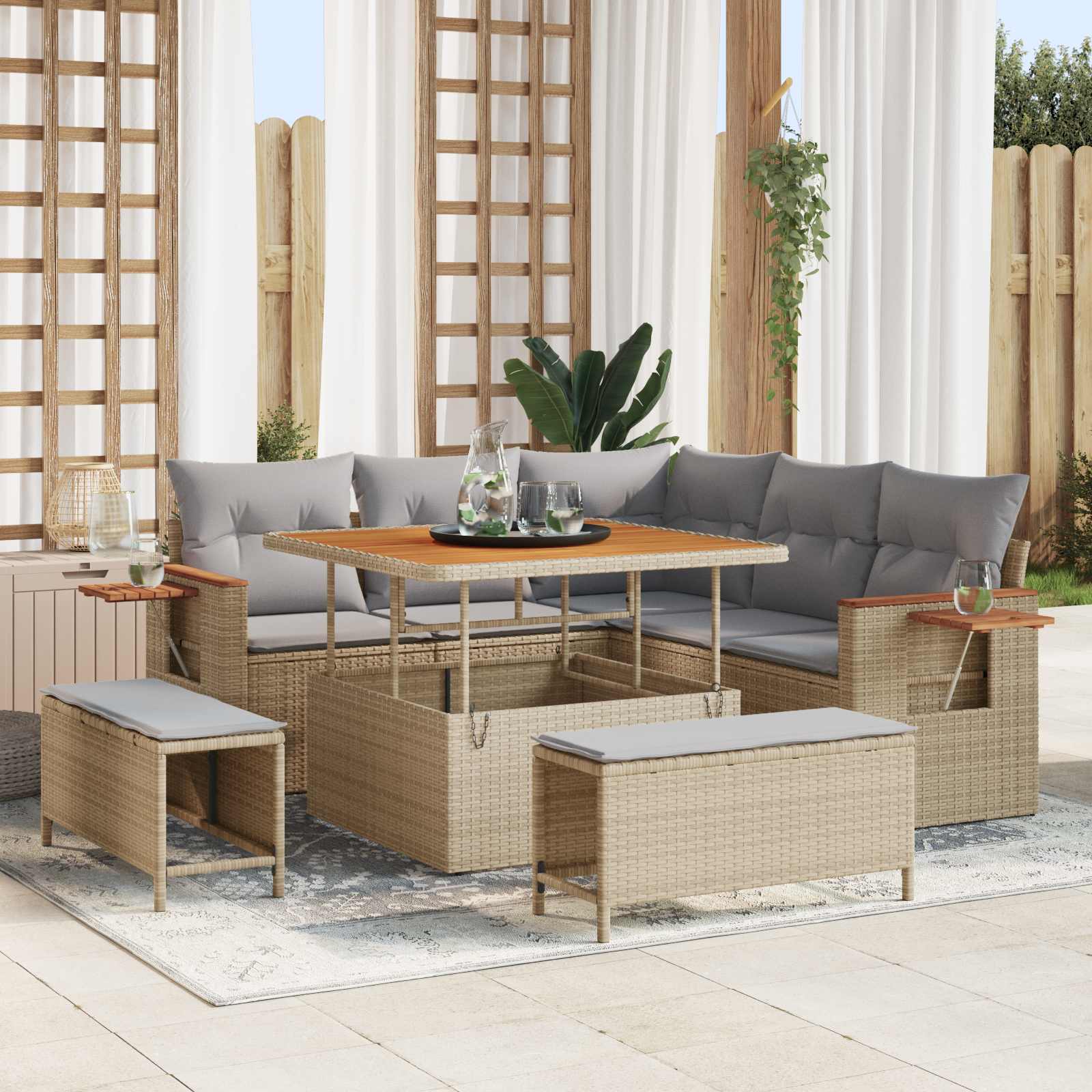Gartensofa-set 8 pcs Beige Poly-Rattan
