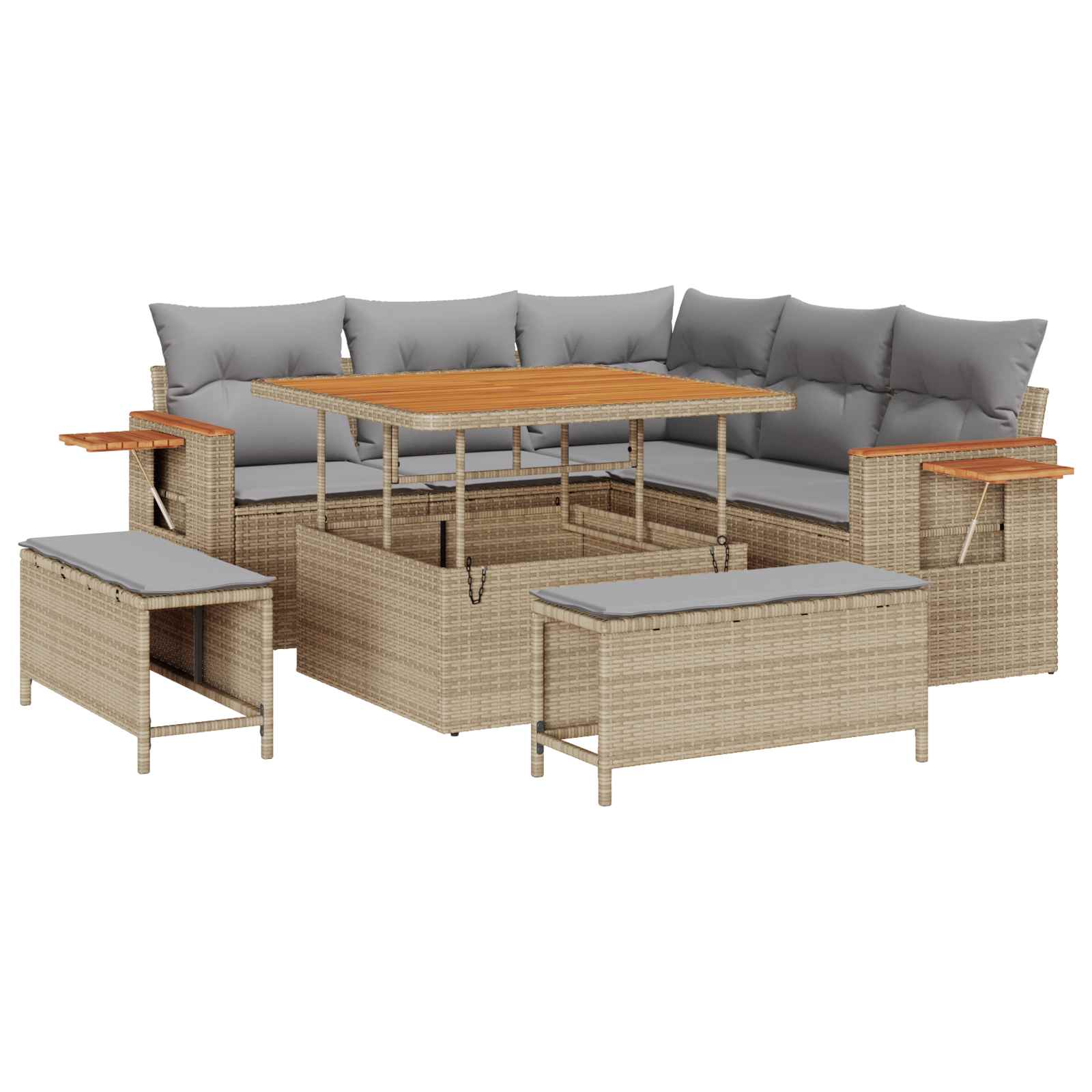Gartensofa-set 8 pcs Beige Poly-Rattan