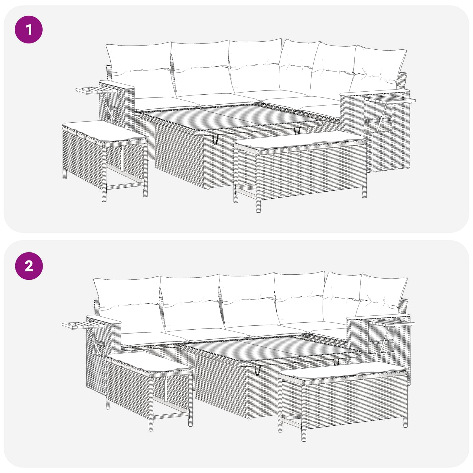 Gartensofa-set 8 pcs Beige Poly-Rattan