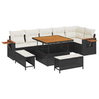 Gartensofa-set 9 pcs Schwarz Poly-Rattan