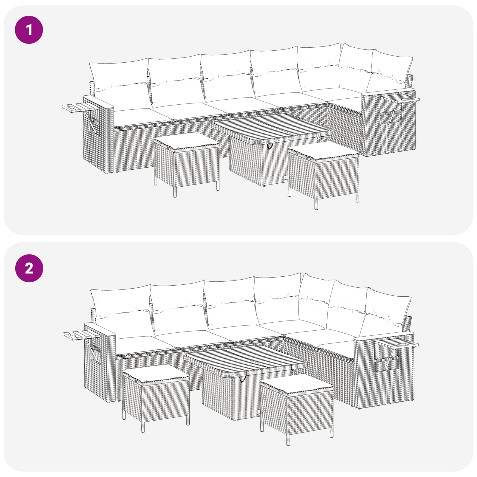 Gartensofa-set 9 pcs Schwarz Poly-Rattan