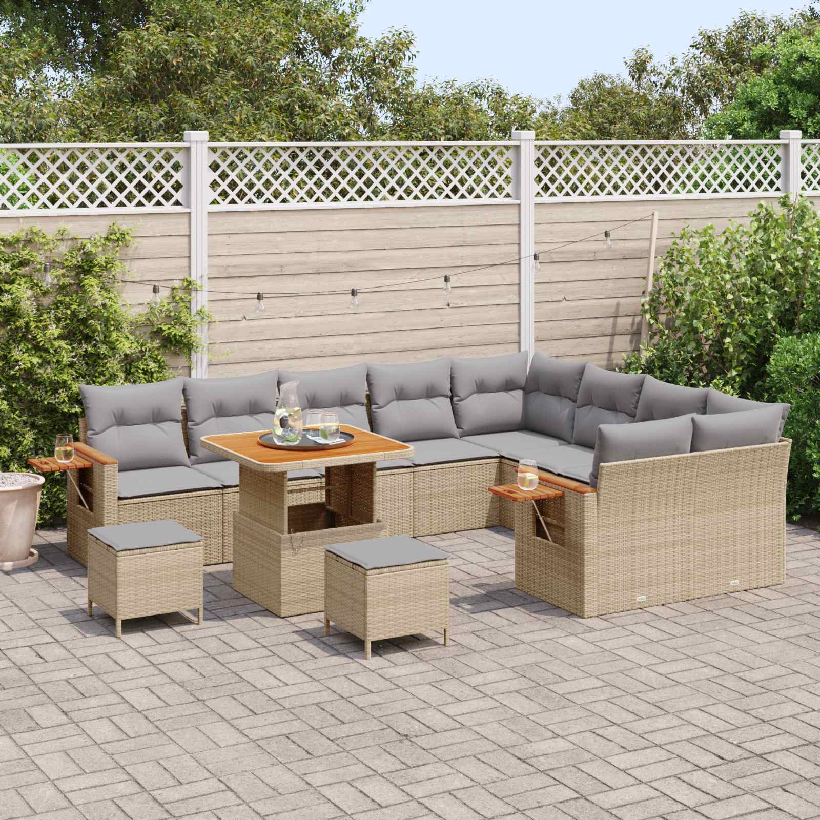 Gartensofa-set 12 pcs Beige Poly-Rattan