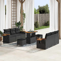 Gartensofa-set mit Kissen 9 pcs Schwarz