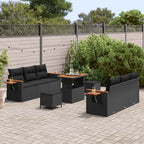 Gartensofa-set mit Kissen 9 pcs Schwarz