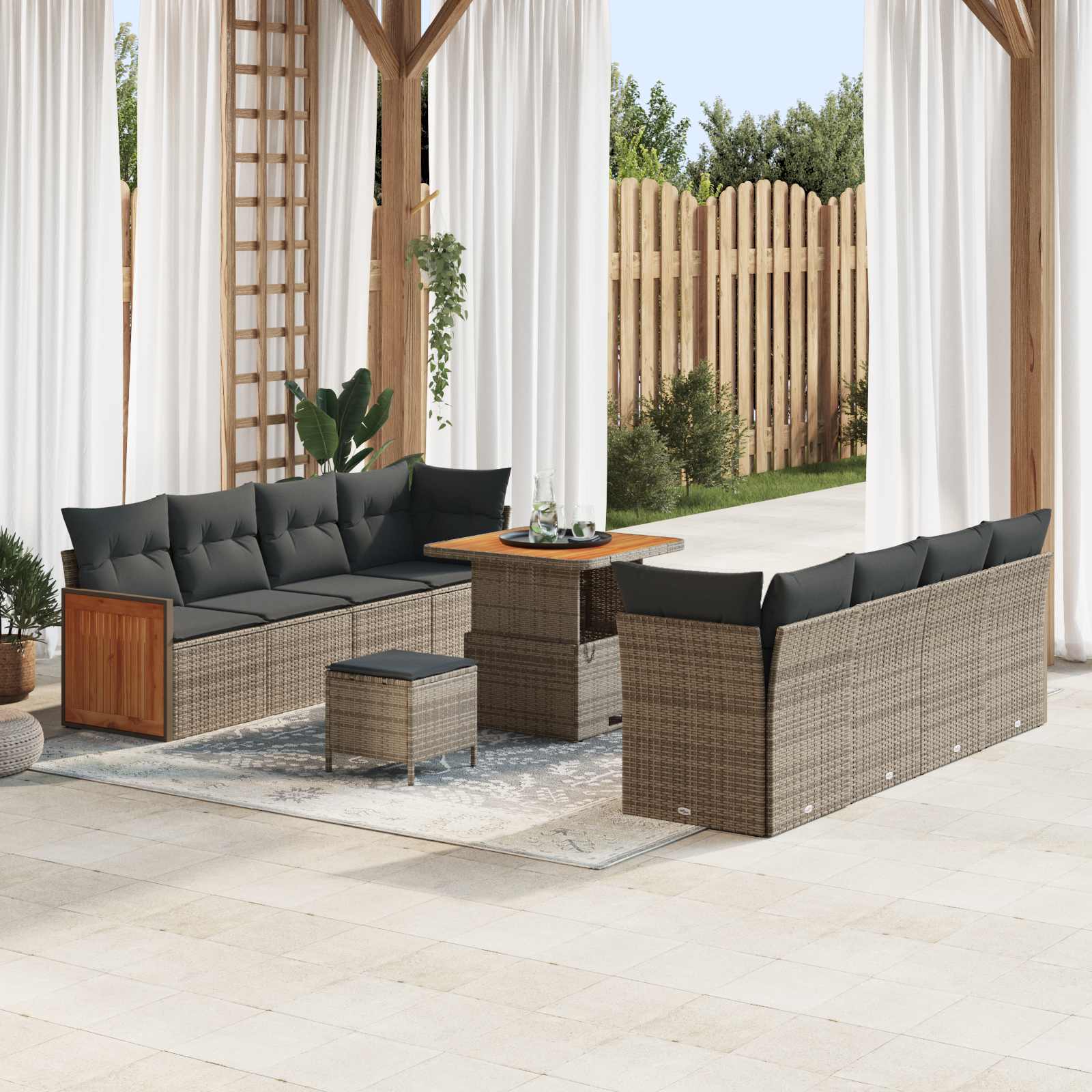 Gartensofa-set mit Kissen 11 pcs Grau