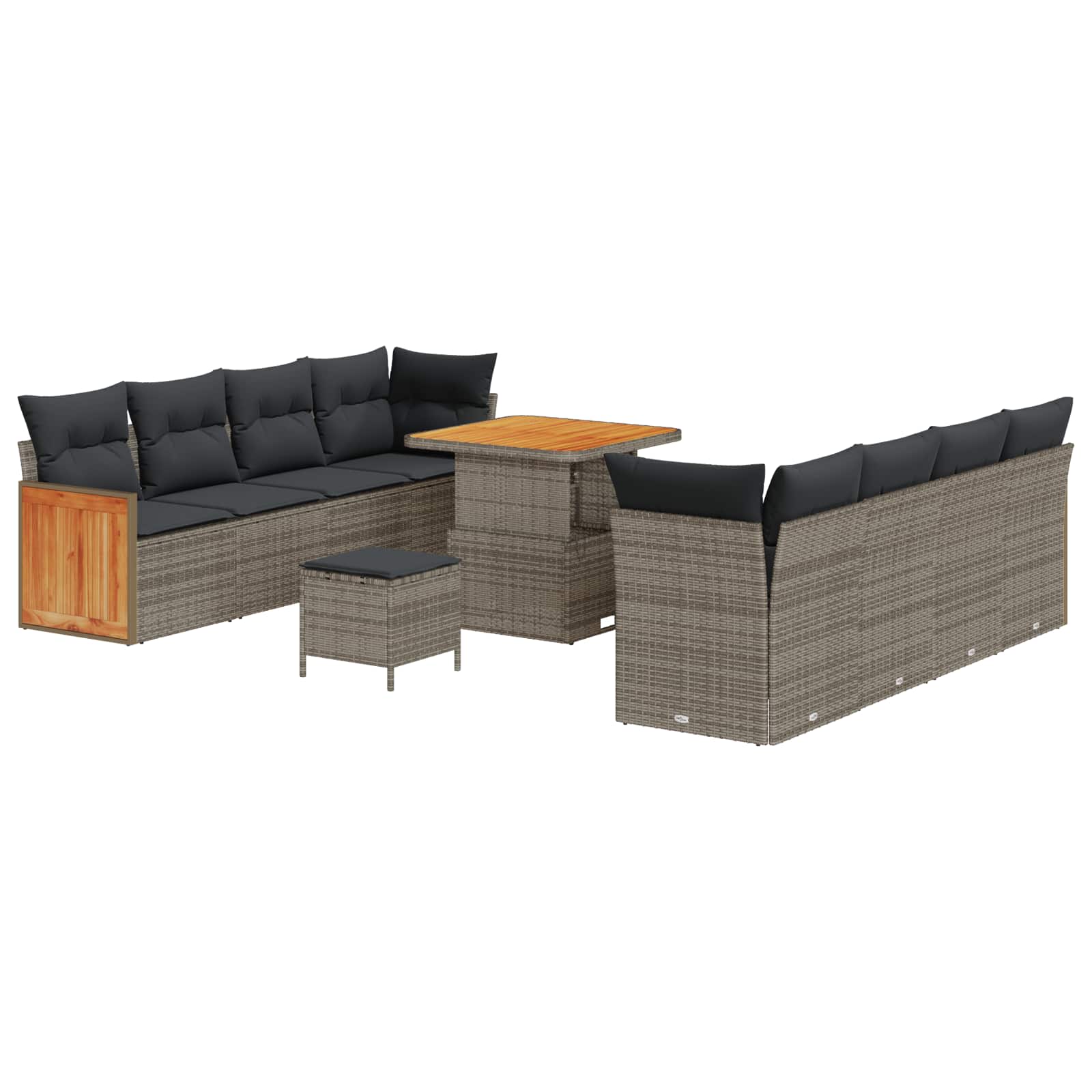 Gartensofa-set mit Kissen 11 pcs Grau