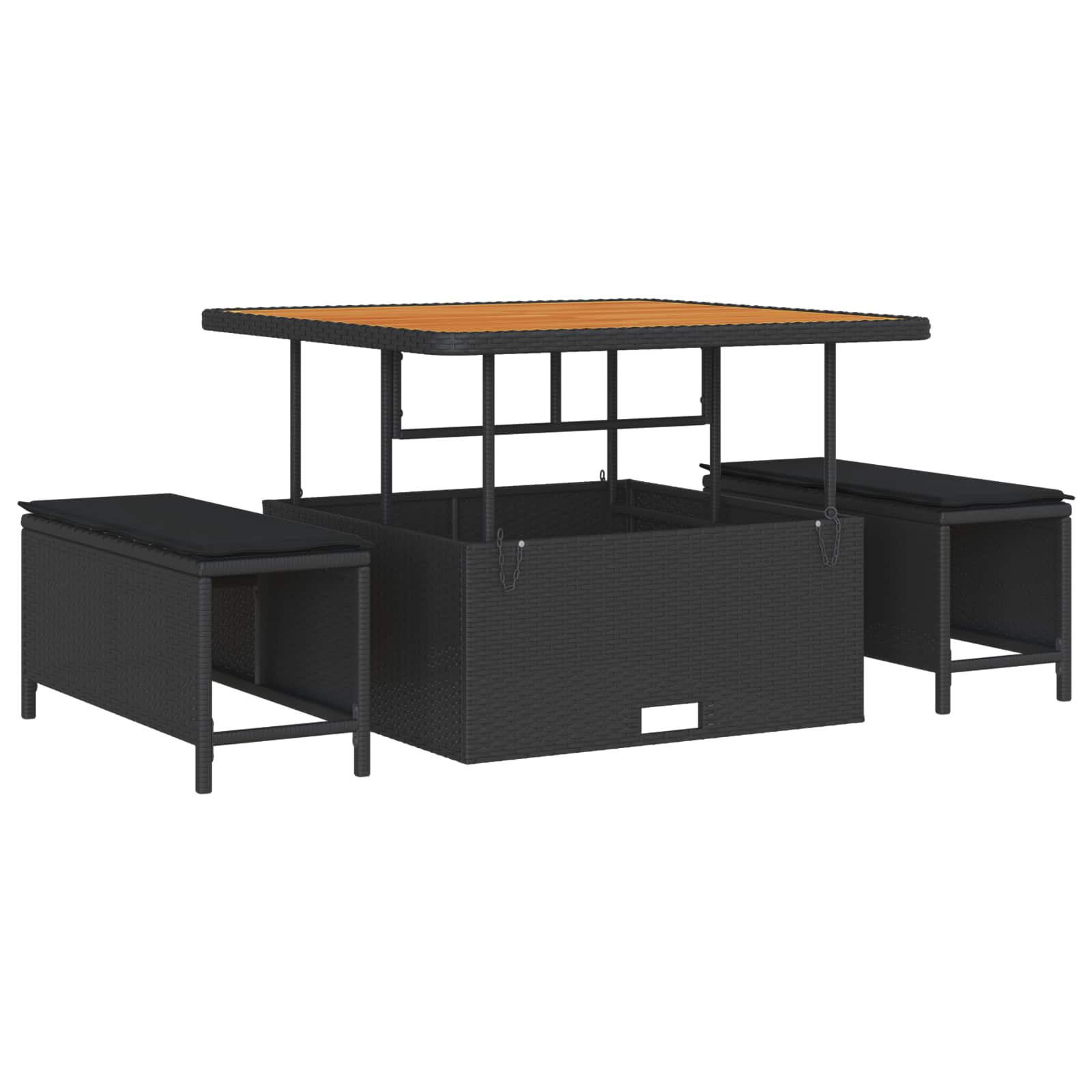 Gartensofa-set mit Kissen 11 pcs Schwarz
