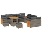 Gartensofa-set mit Kissen 13 pcs Grau