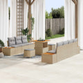 Gartensofa-set mit Kissen 10 pcs Beige und Hellgrau