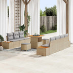 Gartensofa-set mit Kissen 10 pcs Beige und Hellgrau