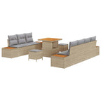 Gartensofa-set mit Kissen 10 pcs Beige und Hellgrau