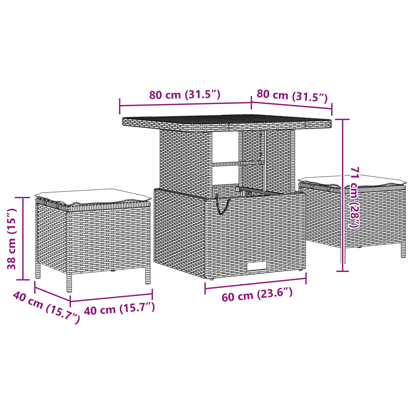 Gartensofa-set mit Kissen 10 pcs Beige und Hellgrau