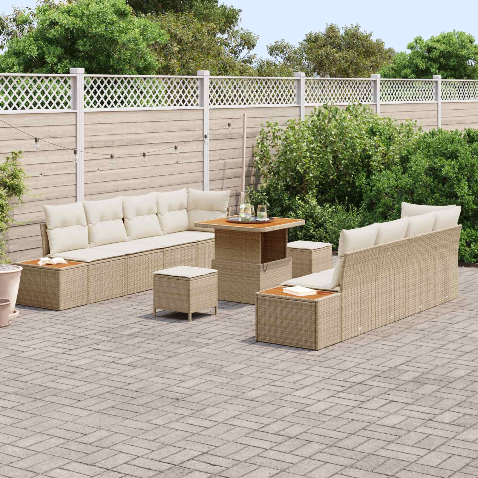 Gartensofa-set mit Kissen 11 pcs Beige und Creme