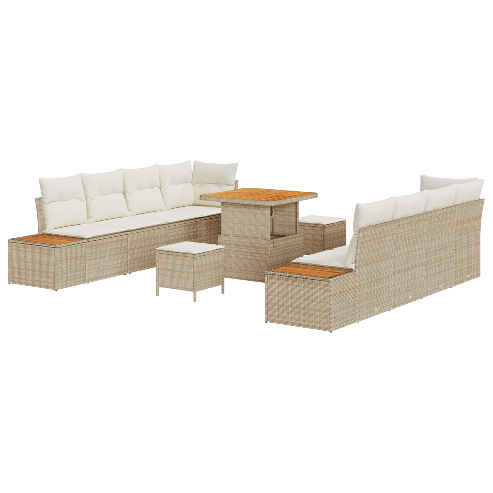 Gartensofa-set mit Kissen 11 pcs Beige und Creme