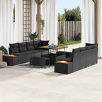 Gartensofa-set mit Kissen 11 pcs Schwarz