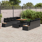 Gartensofa-set mit Kissen 11 pcs Schwarz