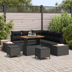 Gartensofa-set mit Kissen 8 pcs Schwarz