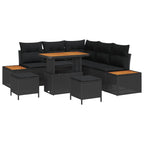 Gartensofa-set mit Kissen 8 pcs Schwarz