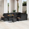 Gartensofa-set mit Kissen 12 pcs Schwarz