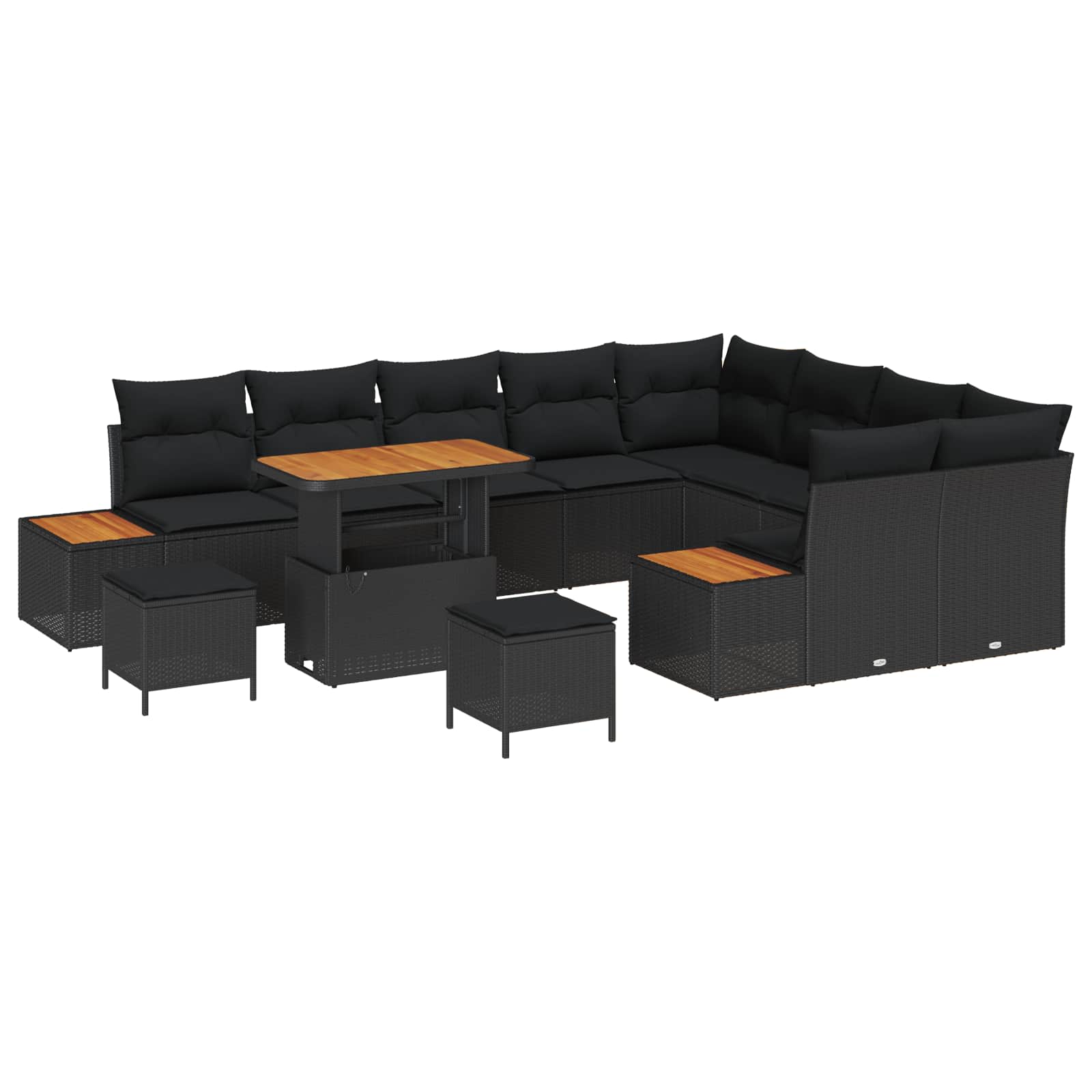 Gartensofa-set mit Kissen 12 pcs Schwarz