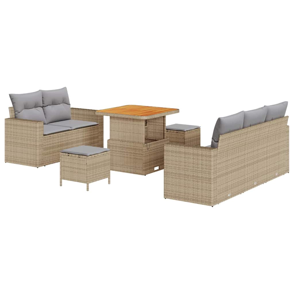 Garten-Sofa-Set mit Kissen 8 pcs Beige und Hellgrau