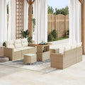 Garten-Sofa-Set mit Kissen mit Speicher 9 pcs Beige und Creme