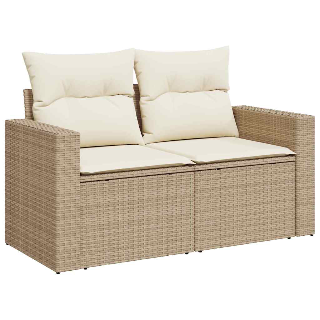 Garten-Sofa-Set mit Kissen mit Speicher 9 pcs Beige und Creme