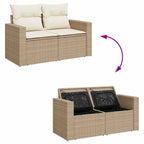 Garten-Sofa-Set mit Kissen mit Speicher 9 pcs Beige und Creme