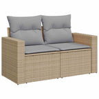 Gartensofa-set mit Kissen 11 pcs Beige und Hellgrau Poly-Rattan