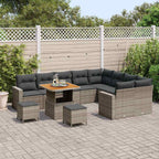 Gartensofa-set mit Kissen 13 pcs Grau Poly-Rattan