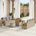 Garten-Sofa-Set mit Kissen 9 pcs Beige und Hellgrau