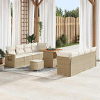Gartensofa-set mit Kissen 11 pcs Beige und Creme Poly-Rattan